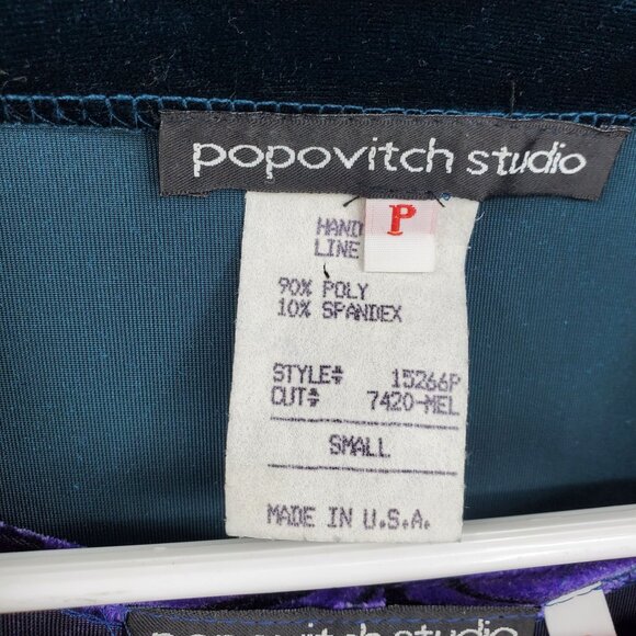 Vintage Popovitch Studio Velvet Peacock Whimsigoth Witchy Core Dress Set Small - Picture 7 of 12